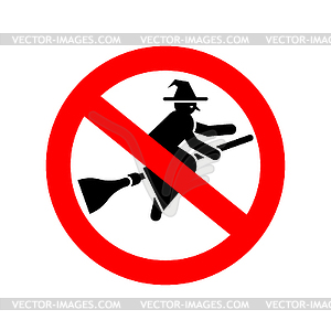 Stop Witch sign. Red Prohibition sign. hag symbol. - vector clip art