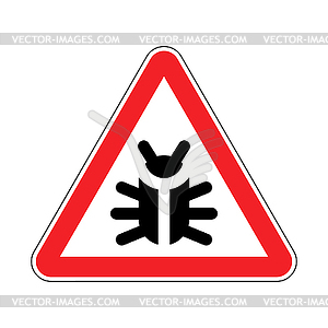 Attention Beetle sign. Caution Bug symbol. Red - vector image