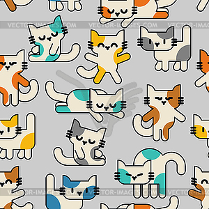 Cartoon cute kitten pattern seamless. pet - color vector clipart