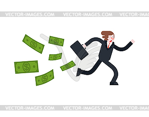 Money follows person. Concept run away of money - vector image