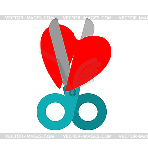 Scissors cut love. Love destruction concept. Ended - vector clip art