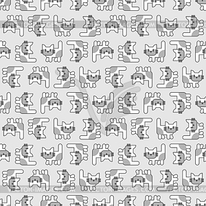 Cartoon cute kitten pattern seamless. pet - vector clipart