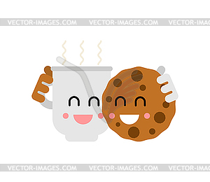 Coffee and cookies couple. Best friends concept - vector image