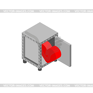 Heart in bank vault. Concept protect love. Love is - vector clipart