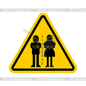 Attention Divorce family sign. Caution yellow road - vector image