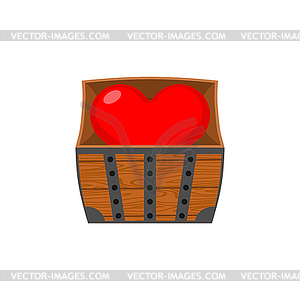 Heart in wooden chest. Concept hide love - stock vector clipart