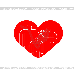 Family love symbol. Family and Heart sign - vector image