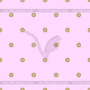 Cookies pixel art pattern seamless. 8 bit food - vector clipart