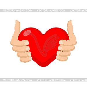Руки на сердце. Концепция сохранения любви - изображение в векторе
