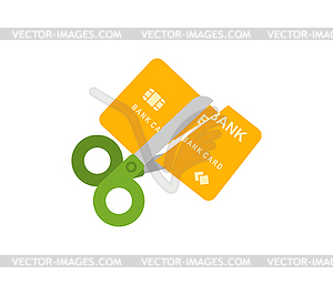 Scissors cut bank card  - vector clipart