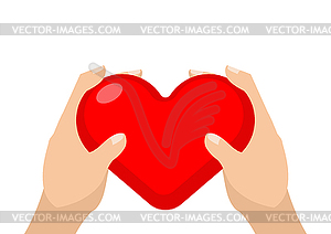 Руки на сердце. Концепция сохранения любви - стоковый векторный клипарт