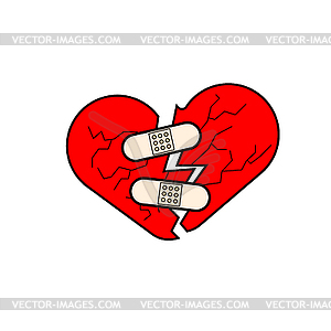 Heart with plaster. Seal up broken heart - vector clip art