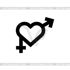Love male and female sign together. Symbol of true - vector clip art