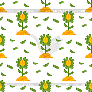 Money flower pattern seamless. Dollar plant - vector image