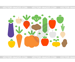 Vegetables symbol icons set. Eggplant and - royalty-free vector image