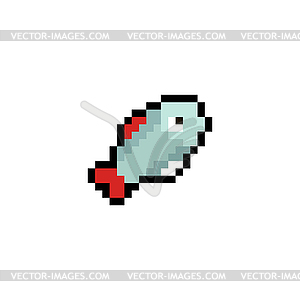 Fish pixel art icon . 8 bit food sign. pixelated - vector image