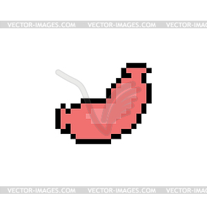 Sausage pixel art icon . 8 bit food sign. - vector clipart