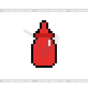 Ketchup pixel art icon . 8 bit food sign. - vector clip art
