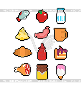 Food icon pixel art set. pixelated food sign. 8 - vector image