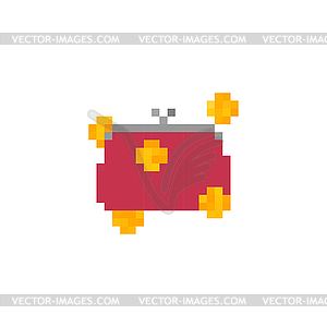 Old Wallet icon pixel art . Finance symbol - vector EPS clipart