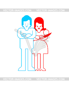 Changing wife. girl betrayed. Woman traitor with - vector EPS clipart