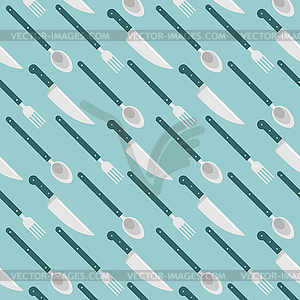 Knife and fork and spoon pattern seamless, kitchen - vector clipart