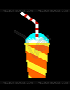 Slurpee Soda in glass with straw pixel art 8 bit - vector image