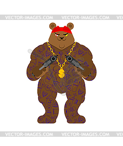 Bear gangster. Cool Beast. SWAG gangsta. Grizzly gu - vector image