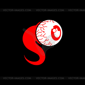 Eyeball sign. Eye and nerves anatomy - vector image