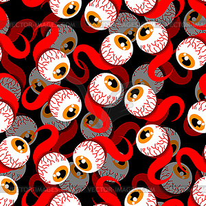 Eyeball pattern seamless. Eye and nerves anatomy - vector clipart