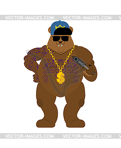 Bear gangster. Cool Beast. SWAG gangsta. Grizzly gu - royalty-free vector clipart