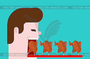 Food run and open mouth. Meal ends up in your mouth - vector clipart