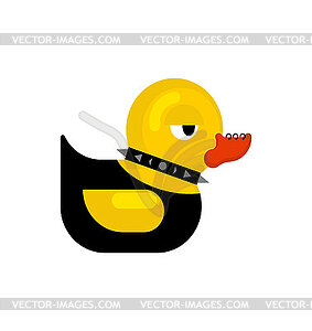Rubber duck punk. Duck toy punker. yellow punky - vector image