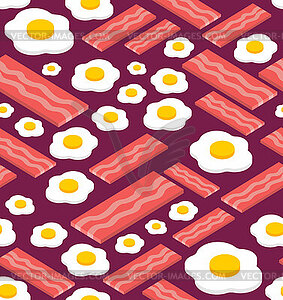 Bacon and Scrambled eggs pattern seamless. Fried eg - stock vector clipart