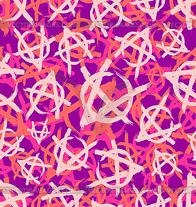 Anarchy Military Pink pattern seamless. Punk sign - vector clipart