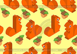 Squirrel pattern seamless. bun tree-dwelling - vector image