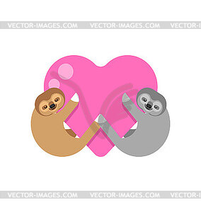 Sloth love. for February 14 Valentine`s Day - vector image