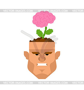Brain flower grows of head. Open head and brains - vector image