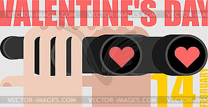 Valentine`s day Binoculars with love. You see love - vector clipart