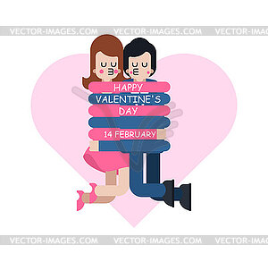 Valentine`s Day Couple hugs with long arms. Lovers - vector image