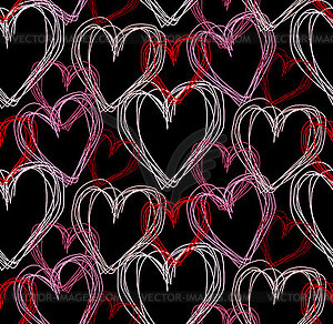 Love hand drawing pattern seamless. Heart hand - vector image