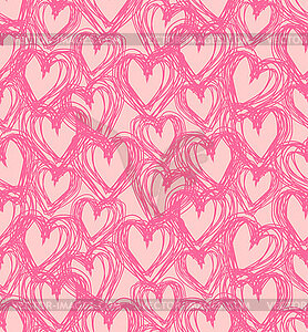 Love hand drawing pattern seamless. Heart hand - vector image