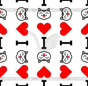 I love cats pattern seamless. Heart and cat - vector EPS clipart