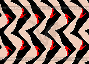 Women`s legs pattern seamless. Cabaret feet - stock vector clipart