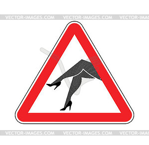 Attention prostitute. Caution prostitutes. Road sig - vector clip art