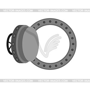 Дверь денежного хранилища. Большая круглая железная пуленепробиваемая - изображение в векторном виде
