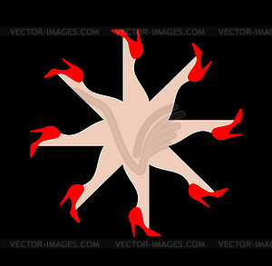 Women`s legs sign. Cabaret symbol - vector image