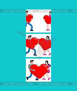 Valentine`s Day love story. Comic about love. Lover - vector clipart