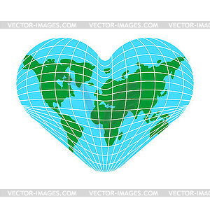 Карта любви. Мир в сердцах. Всемирная любовь. Карта мира и - изображение векторного клипарта
