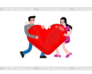 Lovers and heart. One heart for two. Couple man - vector image